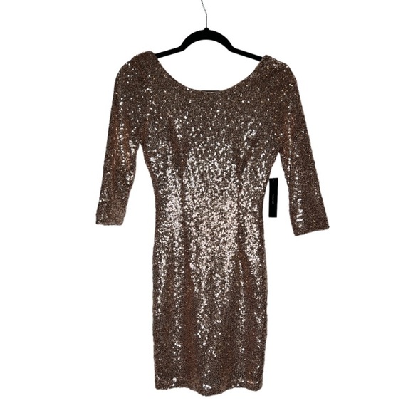 NWT Lulu’s Delightful Ways Rose Gold Sequin Dress - Picture 10 of 11